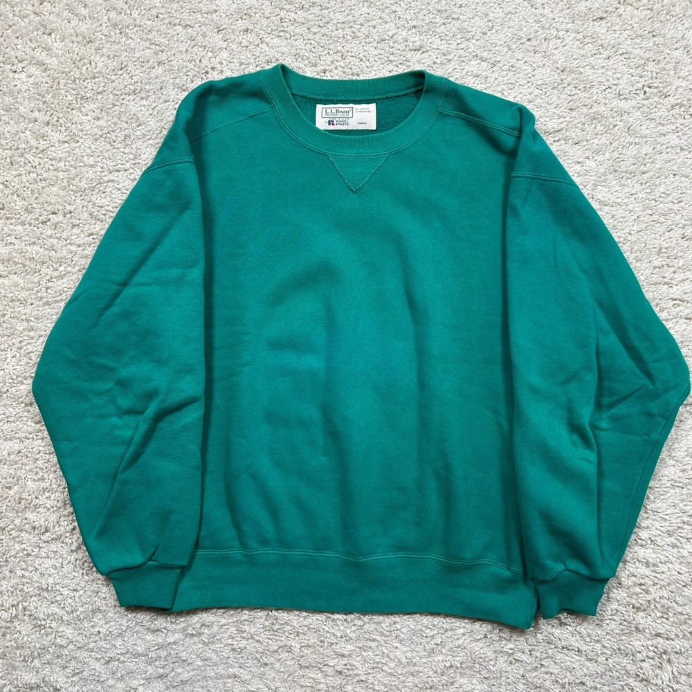 Vintage L.L. Bean Russell Athletic Sweatshirt Large Green Crewneck Made In USA